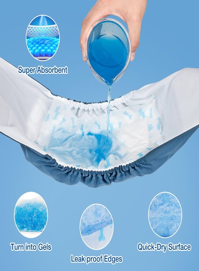 MICOOYO Dog Diaper Liners, Dog Diaper Pads, Disposable Dogs Booster Pads for Puppy, Belly Band Dogs Diapers Liners Male Doggie Diapers Inserts (Blue, L, 25Count) - Image 2